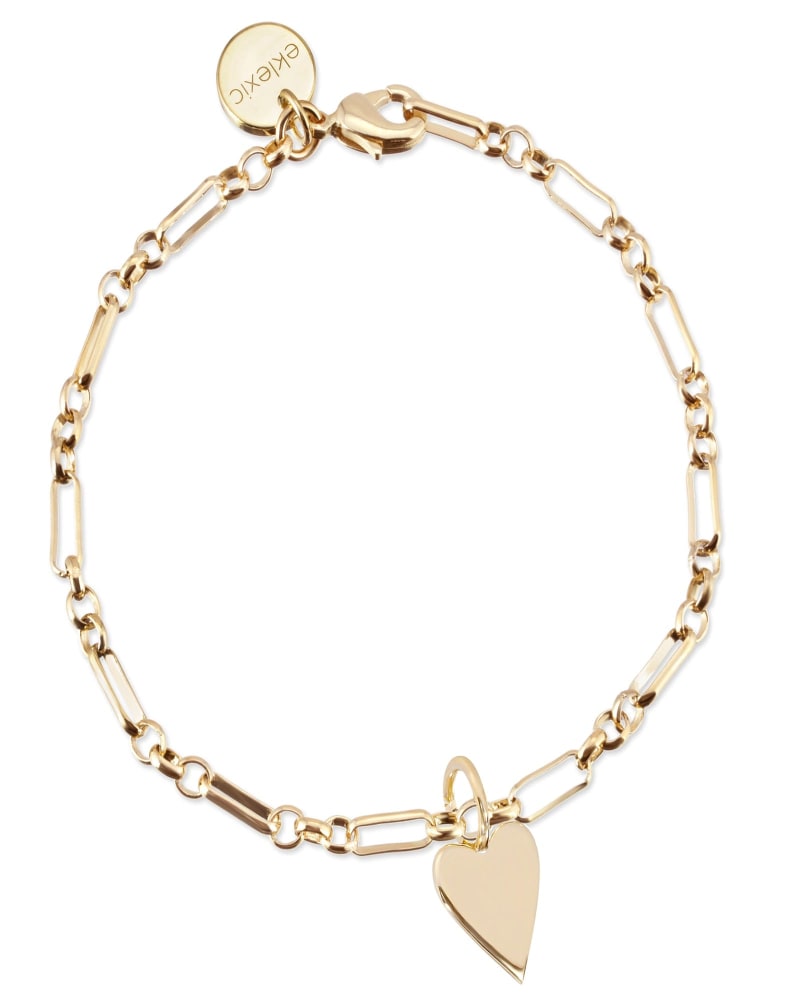 Front of a size 7" Small Helena & Small Multi Link Chain Bracelet 7" Gold in Gold by Eklexic. | dia_product_style_image_id:282334